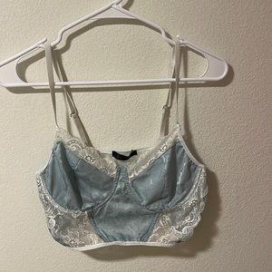 Lace and baby blue satin corset top